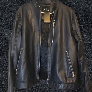 Armani Exchange Men’s Faux Leather Bomber Jacket